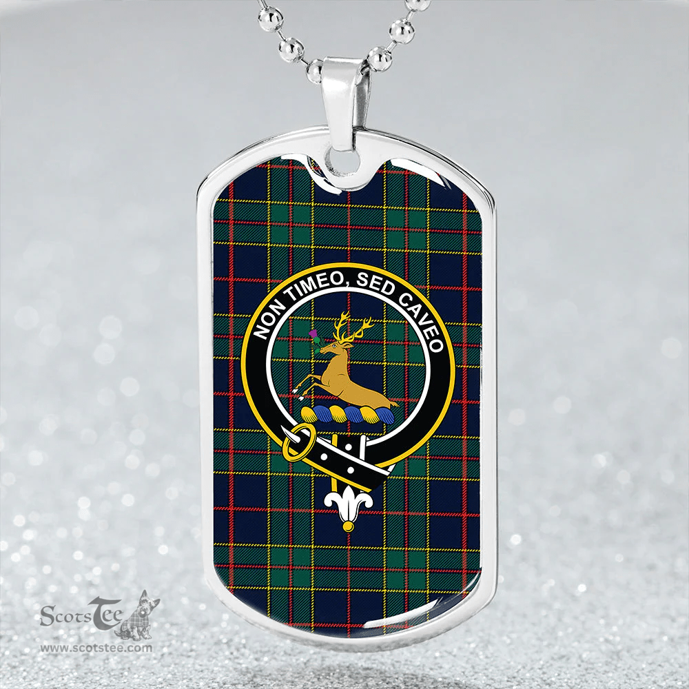 ScottishPlaid Strachan Modern Clan Tartan Dog Tag Necklace - Crest Classic Scottish Plaid Tartan Plaid