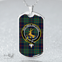ScottishPlaid Strachan Modern Clan Tartan Dog Tag Necklace - Crest Classic Scottish Plaid Tartan Plaid