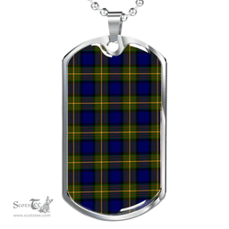 Scottish More (Muir) Clan Tartan Dog Tag Necklace - Classic Scottish Plaid Tartan Plaid