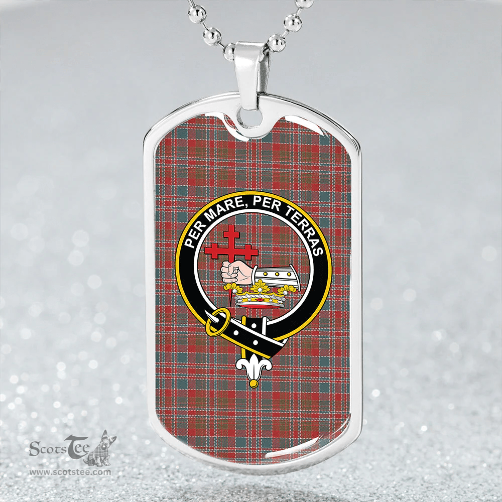 ScottishPlaid MacDonald of Boisdale (Donald Boisdale) Weathered Clan Tartan Dog Tag Necklace - Crest Classic Scottish Plaid Tartan Plaid