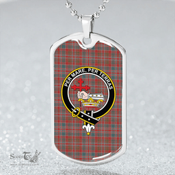 ScottishPlaid MacDonald of Boisdale (Donald Boisdale) Weathered Clan Tartan Dog Tag Necklace - Crest Classic Scottish Plaid Tartan Plaid