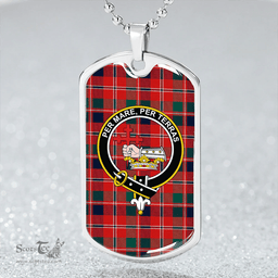 ScottishPlaid MacDonald of Glenaladale #2 (Donald Glenfinnan) Modern Clan Tartan Dog Tag Necklace - Crest Classic Scottish Plaid Tartan Plaid