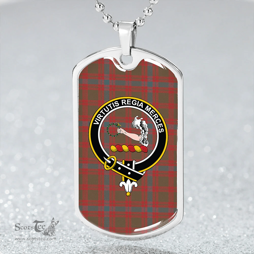 ScottishPlaid Skene Weathered Clan Tartan Dog Tag Necklace - Crest Classic Scottish Plaid Tartan Plaid