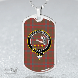ScottishPlaid Skene Weathered Clan Tartan Dog Tag Necklace - Crest Classic Scottish Plaid Tartan Plaid