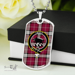 ScottishPlaid Nisbet Dress Rose (Nisbit Dress Rose) Modern Clan Tartan Dog Tag Necklace - Crest Classic Scottish Plaid Tartan Plaid