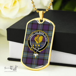 ScottishPlaid Sinclair of Ulster Weathered Clan Tartan Dog Tag Necklace - Crest Classic Scottish Plaid Tartan Plaid