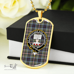ScottishPlaid Reid (Mill City) Weathered Clan Tartan Dog Tag Necklace - Crest Classic Scottish Plaid Tartan Plaid