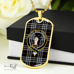 ScottishPlaid Thomson Navy (Thompson Navy) Ancient Clan Tartan Dog Tag Necklace - Crest Classic Scottish Plaid Tartan Plaid
