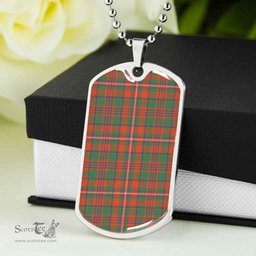 Scottish MacKinnon Ancient Clan Tartan Dog Tag Necklace - Classic Scottish Plaid Tartan Plaid