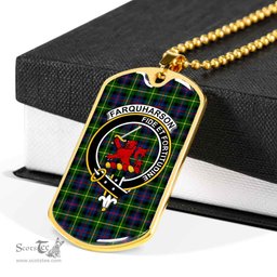 Scottish Farquharson Clan Tartan Dog Tag Necklace - Crest Classic Scottish Plaid Tartan Plaid
