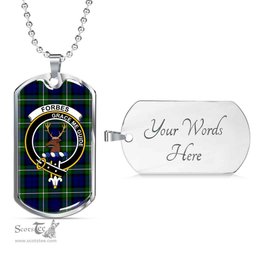 Scottish Forbes Clan Tartan Dog Tag Necklace - Crest Classic Scottish Plaid Tartan Plaid