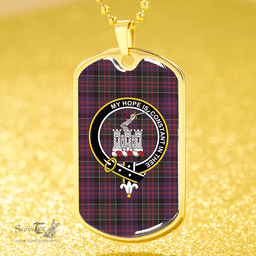 ScottishPlaid MacDonald of Clanranald #2 (MacDonald of Clanranald; #2) Weathered Clan Tartan Dog Tag Necklace - Crest Classic Scottish Plaid Tartan Plaid