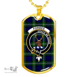Scottish Forbes Clan Tartan Dog Tag Necklace - Crest Classic Scottish Plaid Tartan Plaid