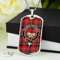 ScottishPlaid MacDonald of Glenaladale #2 (Donald Glenfinnan) Modern Clan Tartan Dog Tag Necklace - Crest Classic Scottish Plaid Tartan Plaid