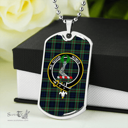 ScottishPlaid MacKinlay #2 Modern Clan Tartan Dog Tag Necklace - Crest Classic Scottish Plaid Tartan Plaid