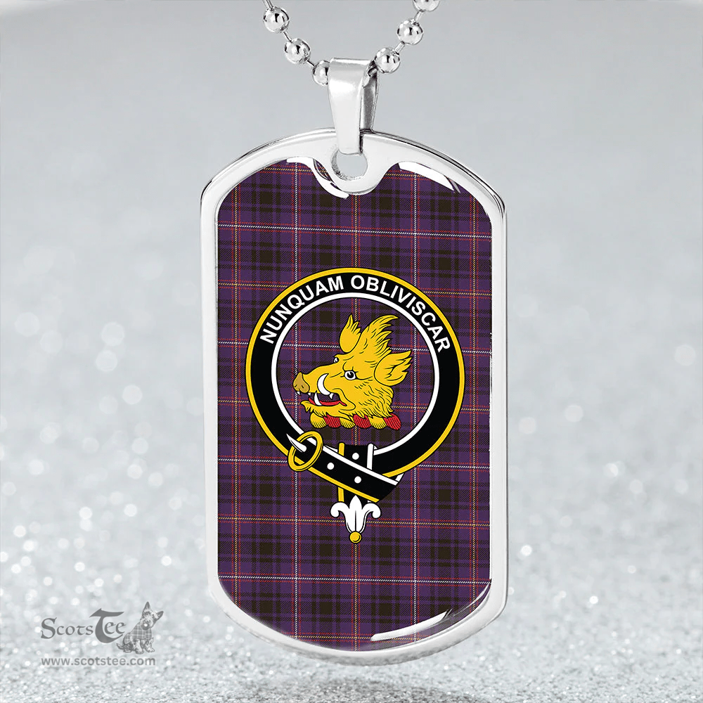 ScottishPlaid MacIver of Strome Weathered Clan Tartan Dog Tag Necklace - Crest Classic Scottish Plaid Tartan Plaid