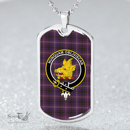 ScottishPlaid MacIver of Strome Weathered Clan Tartan Dog Tag Necklace - Crest Classic Scottish Plaid Tartan Plaid
