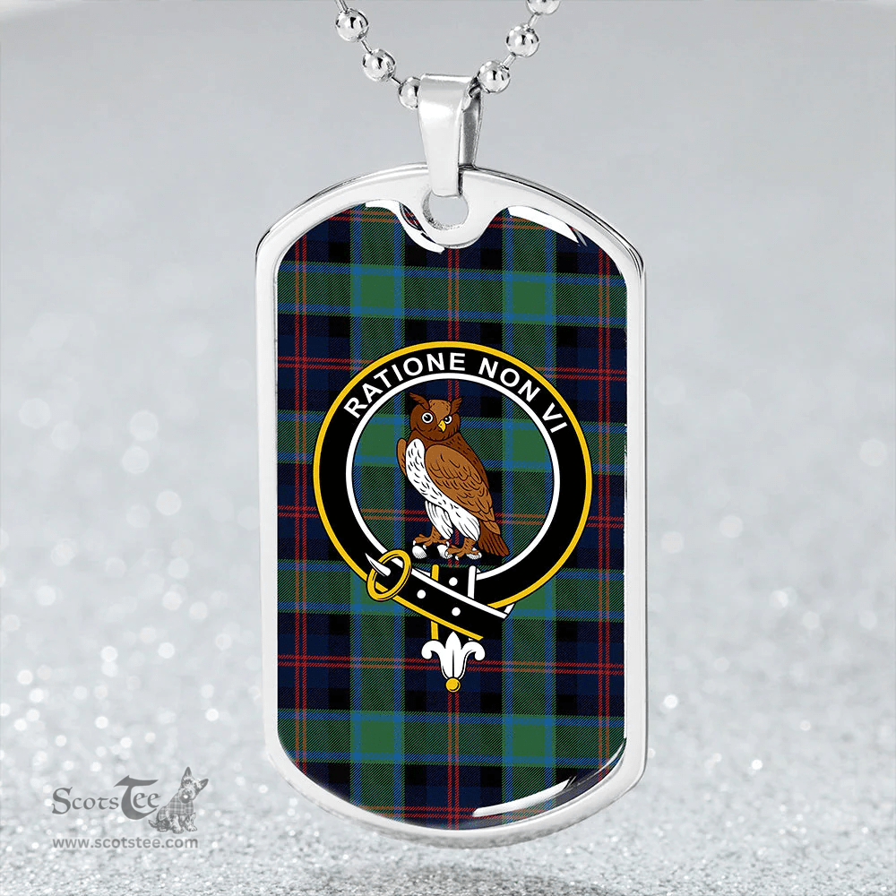 ScottishPlaid MacTaggart #3 Modern Clan Tartan Dog Tag Necklace - Crest Classic Scottish Plaid Tartan Plaid