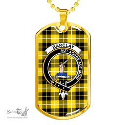 Scottish Barclay Clan Tartan Dog Tag Necklace - Crest Classic Scottish Plaid Tartan Plaid