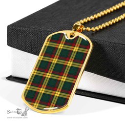 Scottish MacMillan Old Modern Clan Tartan Dog Tag Necklace - Classic Scottish Plaid Tartan Plaid