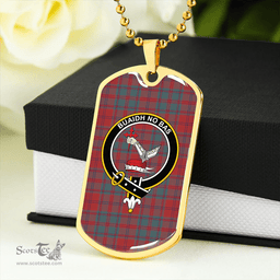 ScottishPlaid MacDougall (Clans Originaux) Weathered Clan Tartan Dog Tag Necklace - Crest Classic Scottish Plaid Tartan Plaid