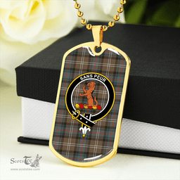 ScottishPlaid Sutherland Weathered Clan Tartan Dog Tag Necklace - Crest Classic Scottish Plaid Tartan Plaid