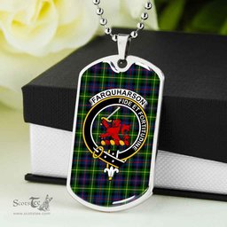 Scottish Farquharson Clan Tartan Dog Tag Necklace - Crest Classic Scottish Plaid Tartan Plaid