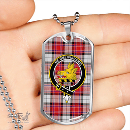 ScottishPlaid MacKellar Dress Red #2 Modern Clan Tartan Dog Tag Necklace - Crest Classic Scottish Plaid Tartan Plaid