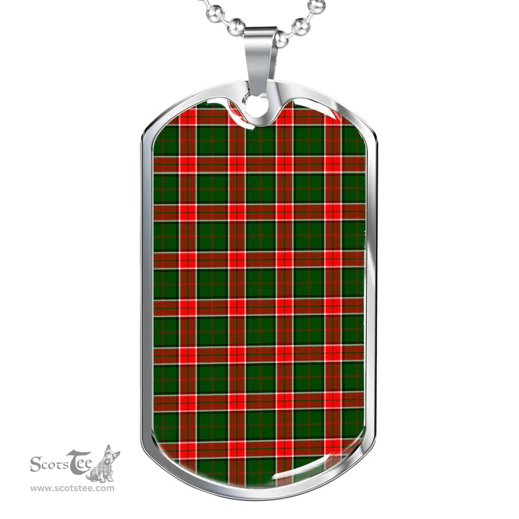 Scottish Pollock Modern Clan Tartan Dog Tag Necklace - Classic Scottish Plaid Tartan Plaid