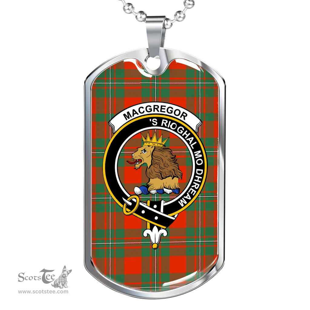 Scottish MacGregor Clan Tartan Dog Tag Necklace - Crest Classic Scottish Plaid Tartan Plaid
