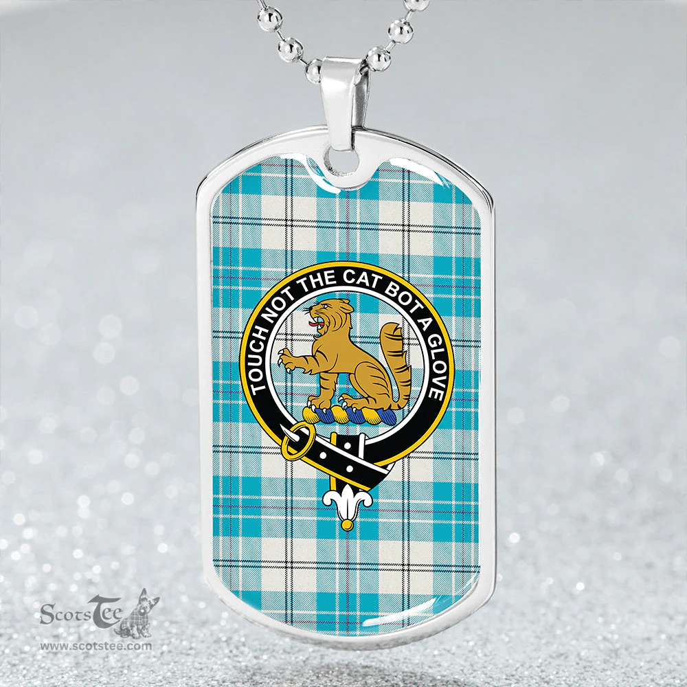 ScottishPlaid MacPherson Dress Turquoise Modern Clan Tartan Dog Tag Necklace - Crest Classic Scottish Plaid Tartan Plaid