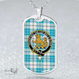 ScottishPlaid MacPherson Dress Turquoise Modern Clan Tartan Dog Tag Necklace - Crest Classic Scottish Plaid Tartan Plaid