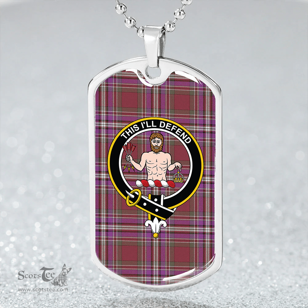 ScottishPlaid MacFarlane Lord Lyon sett Weathered Clan Tartan Dog Tag Necklace - Crest Classic Scottish Plaid Tartan Plaid