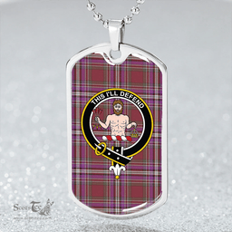 ScottishPlaid MacFarlane Lord Lyon sett Weathered Clan Tartan Dog Tag Necklace - Crest Classic Scottish Plaid Tartan Plaid