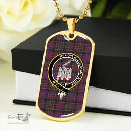 ScottishPlaid MacDonald of Clanranald #2 (MacDonald of Clanranald; #2) Weathered Clan Tartan Dog Tag Necklace - Crest Classic Scottish Plaid Tartan Plaid