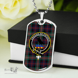 ScottishPlaid MacDonell of Glengarry Modern Clan Tartan Dog Tag Necklace - Crest Classic Scottish Plaid Tartan Plaid