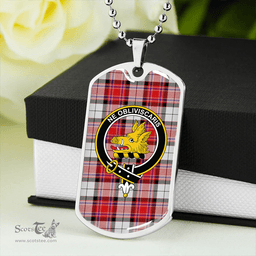 ScottishPlaid MacKellar Dress Red #2 Modern Clan Tartan Dog Tag Necklace - Crest Classic Scottish Plaid Tartan Plaid