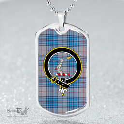 ScottishPlaid Thorburn USA (Thurburn USA) Modern Clan Tartan Dog Tag Necklace - Crest Classic Scottish Plaid Tartan Plaid