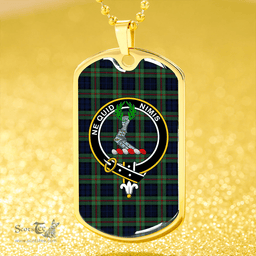 ScottishPlaid MacKinlay #2 Modern Clan Tartan Dog Tag Necklace - Crest Classic Scottish Plaid Tartan Plaid