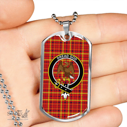 ScottishPlaid Munro Culloden Modern Clan Tartan Dog Tag Necklace - Crest Classic Scottish Plaid Tartan Plaid