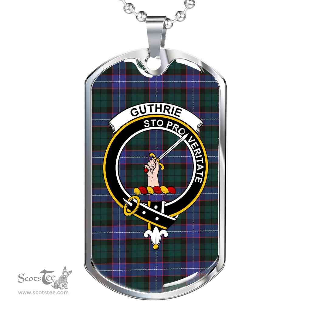 Scottish Guthrie Clan Tartan Dog Tag Necklace - Crest Classic Scottish Plaid Tartan Plaid