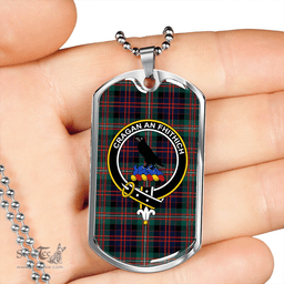 ScottishPlaid MacDonell of Glengarry Modern Clan Tartan Dog Tag Necklace - Crest Classic Scottish Plaid Tartan Plaid