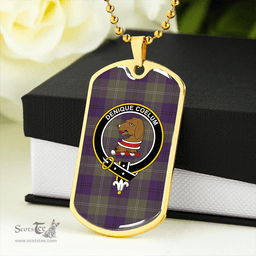 ScottishPlaid Melville #2 Weathered Clan Tartan Dog Tag Necklace - Crest Classic Scottish Plaid Tartan Plaid