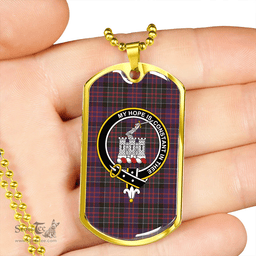 ScottishPlaid MacDonald of Clanranald #2 (MacDonald of Clanranald; #2) Weathered Clan Tartan Dog Tag Necklace - Crest Classic Scottish Plaid Tartan Plaid