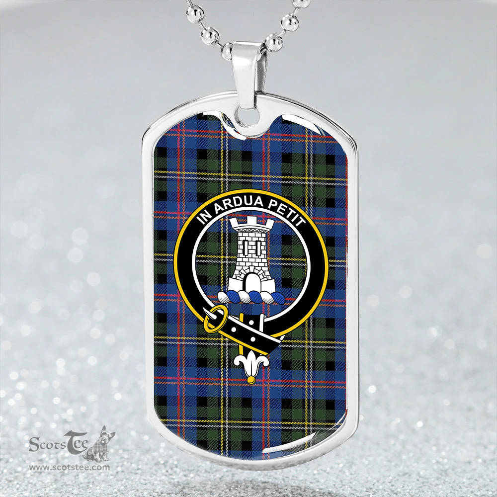 ScottishPlaid Malcolm 1840 Modern Clan Tartan Dog Tag Necklace - Crest Classic Scottish Plaid Tartan Plaid