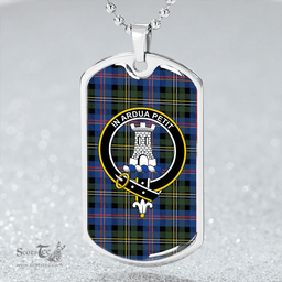 ScottishPlaid Malcolm 1840 Modern Clan Tartan Dog Tag Necklace - Crest Classic Scottish Plaid Tartan Plaid