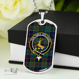 ScottishPlaid Strachan Modern Clan Tartan Dog Tag Necklace - Crest Classic Scottish Plaid Tartan Plaid