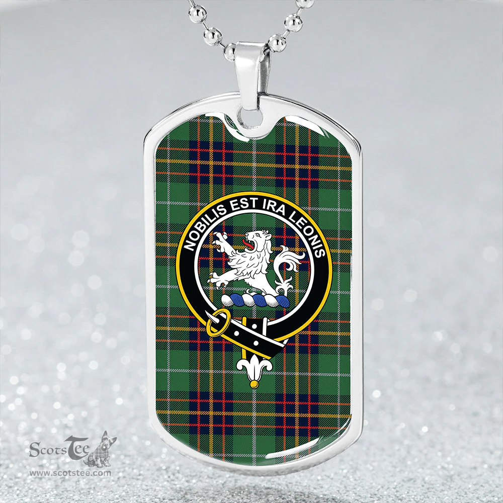 ScottishPlaid Inglis Modern Clan Tartan Dog Tag Necklace - Crest Classic Scottish Plaid Tartan Plaid