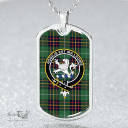 ScottishPlaid Inglis Modern Clan Tartan Dog Tag Necklace - Crest Classic Scottish Plaid Tartan Plaid