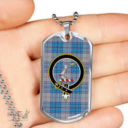 ScottishPlaid Thorburn USA (Thurburn USA) Modern Clan Tartan Dog Tag Necklace - Crest Classic Scottish Plaid Tartan Plaid